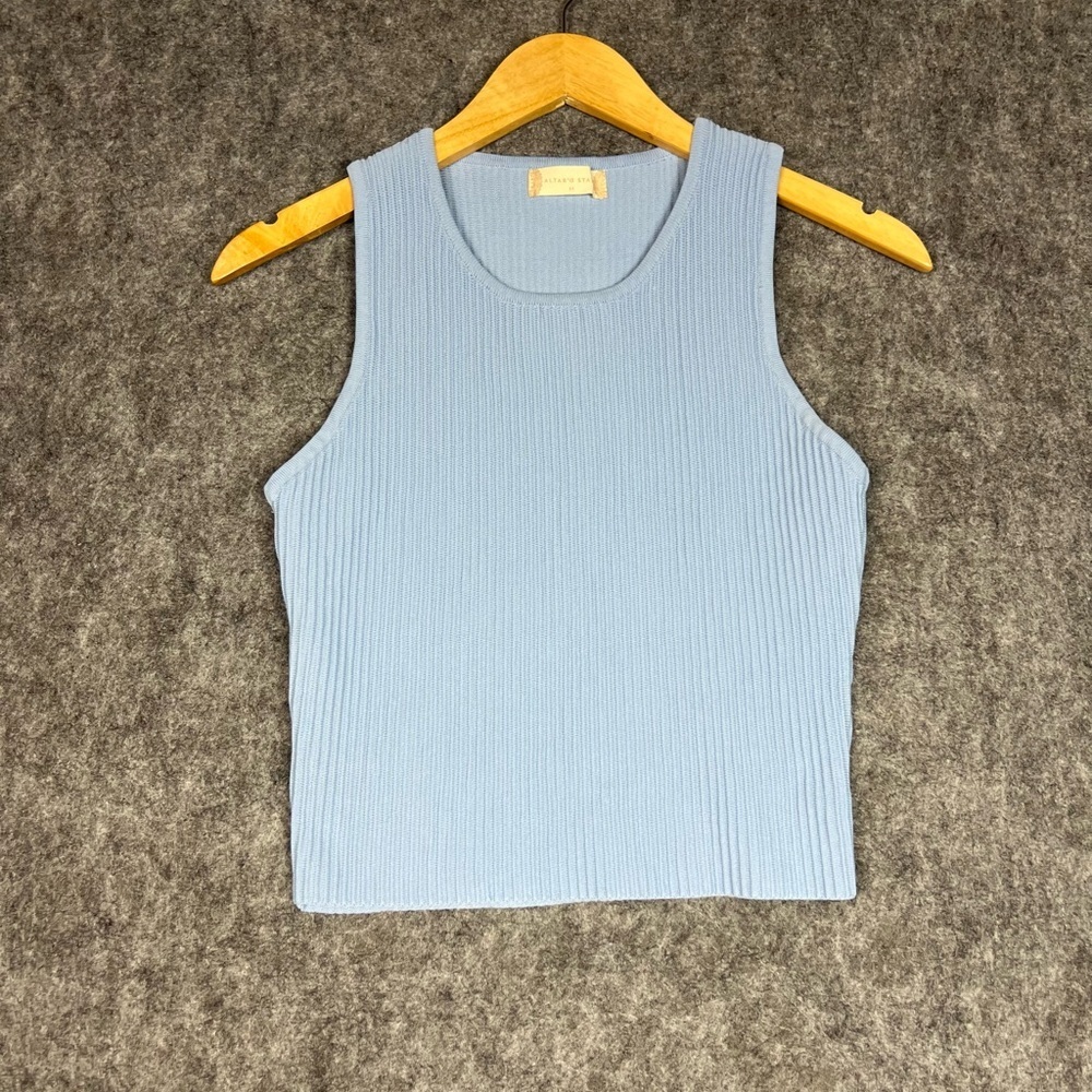 Altar'd State Light Blue Ribbed Knit Tank Top Size Medium